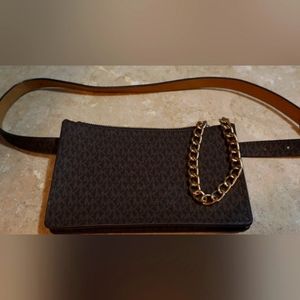MK Michael kors brown belt bag with chain